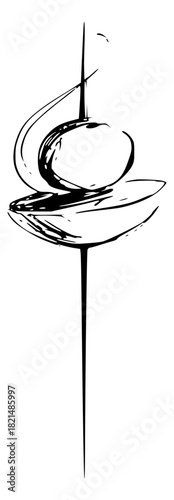 Minimalist skewer appetizer line art
