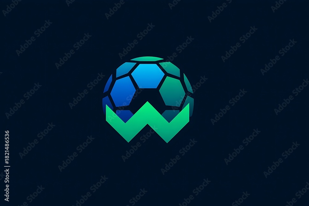 Naklejka premium Soccer football logo with letter w gradient