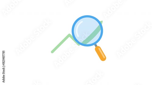 Magnifying Glass Tracking Upward Arrow Growth Trend Business Analytics Animation ProRes Alpha Channel 4K 60fps