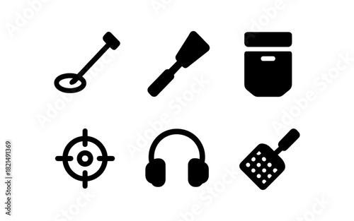 Set of minimalist black icon designs for modern applications