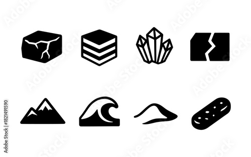 Bold icons of natural elements and geology symbols