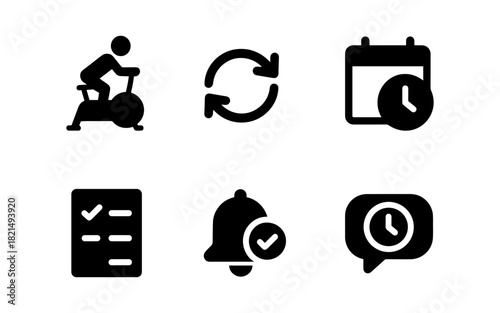 Minimalist icons for time management and fitness in modern design