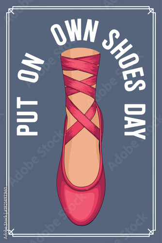 Put On Your Own Shoes Day Red Ballet Flat Illustration
