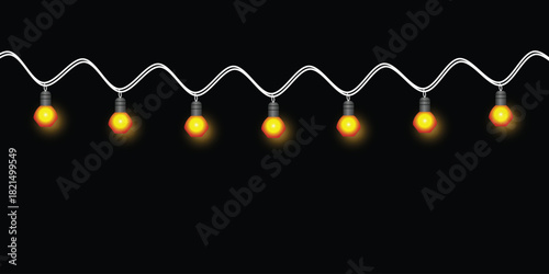 Decorative glowing string lights on a plain background graphic