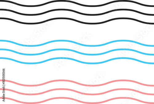 Water Wave Icon Set. Sea, Ocean, and Liquid Motion Symbols. Sound Wave, Hydro, and Aquatic Symbol Collection. Abstract water wavy sign
