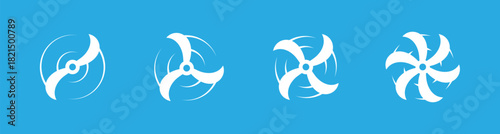 Airplane propellers with dynamic motion swirl effect. Vector aviation rotor symbol for drone design, aircraft icons, and engineering projects
