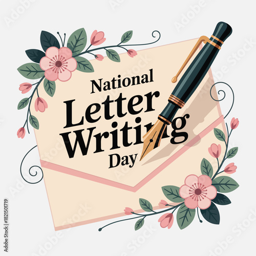 Photos National Letter Writing Day Vintage Pen Floral Envelope
