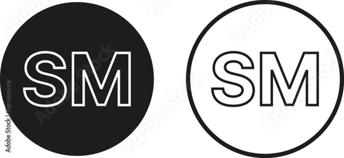 Service Mark (SM) Symbol Icon Set. Business Service Protection symbols. Commercial Services and Brand Identity Mark Icons collection. SM Symbol and Commercial Rights Logos