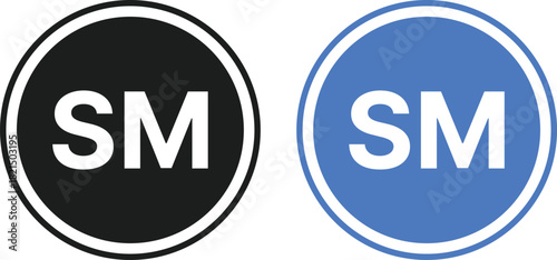 Service Mark (SM) Symbol Icon Set. Business Service Protection symbols. Commercial Services and Brand Identity Mark Icons collection. SM Symbol and Commercial Rights Logos