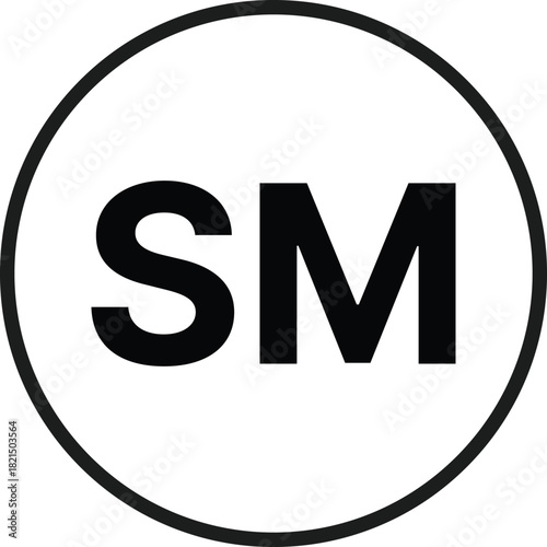 Service Mark (SM) Symbol Icon Set. Business Service Protection symbols. Commercial Services and Brand Identity Mark Icons collection. SM Symbol and Commercial Rights Logos