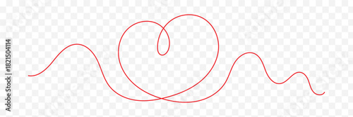 Single doodle heart continuous wavy line art drawing on isolated background. heart line art. Valentine's day header or banner or letter template. Vector illustration. 