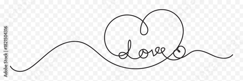 Hand drawn doodle heart continuous one line drawing, heart clipart, love heart, calligraphic heart shape, ribbon, symbol, text divider, isolated on white background. Best Quality Design. EPS 10.
