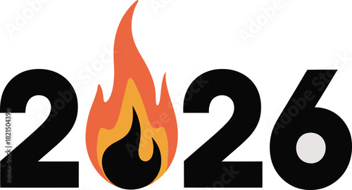 Hot 2026 graphic with vibrant flame, perfect for new year celebrations and exciting future plans