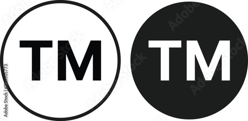 Trademark (TM) Symbol Icon Set. Branding and Commercial Mark. Commercial Use and Goods/Services Mark Icons collection. TM Symbol and Corporate Asset Indicator Collections