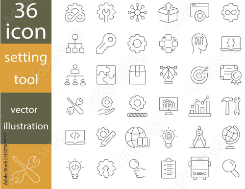  supply SETTING AND SOCIAL MEDIA  chain management Icons set vector illustrator