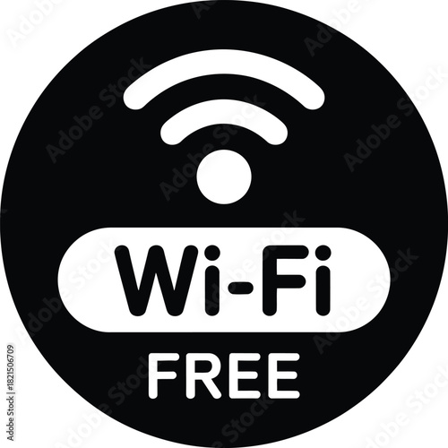 Free wi-fi internet access signal icon in a bold black circle