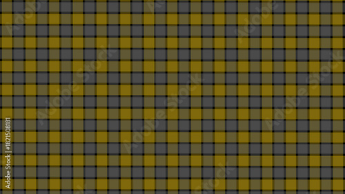 Grey and yellow  in the black plaid fabric texture background. Seamless pattern checkered wallpaper.	