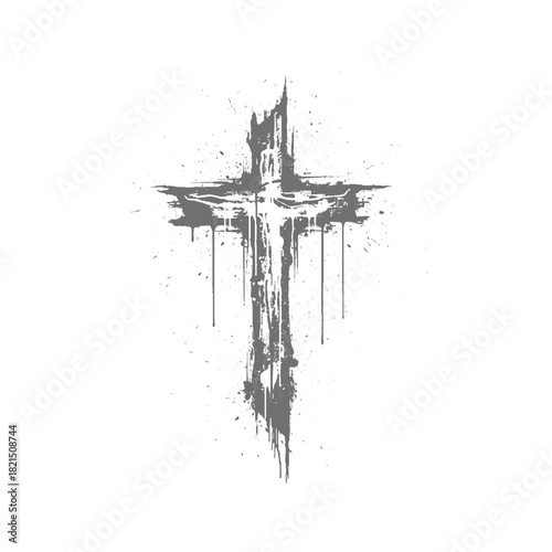 Grunge Christian Cross Symbol Illustration