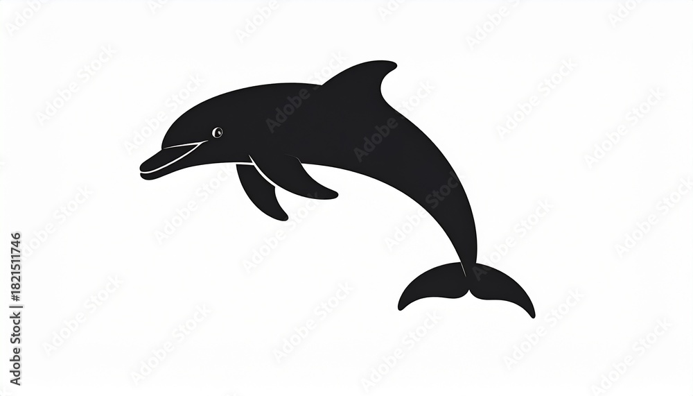 Fototapeta premium Whimsical Silhouette A Leaping Dolphin in Elegant Black and White