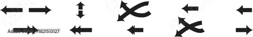 Collection of various black arrow symbols and directional icons, including horizontal, vertical, and crossed arrows