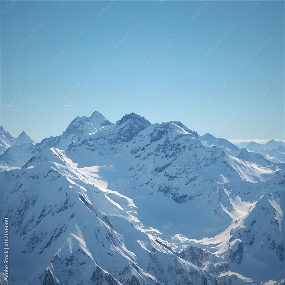 Obraz premium Snow-Covered Mountains under Clear Blue Sky