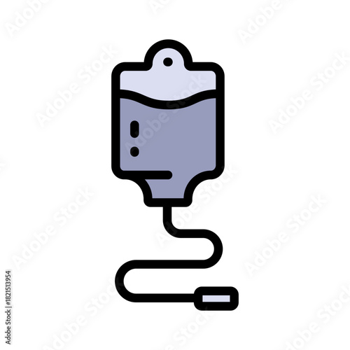 Intravenous saline drip color icon, world cancer day and chemotherapy, blood transfusion vector graphics. IV therapy symbol for healthcare apps, medical websites, and hospital-related visuals.
