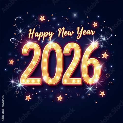 Bright and Cheerful happy new year 2026 Holiday Celebration Art