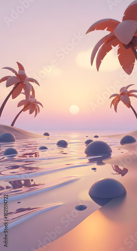 tropical beach with palm trees