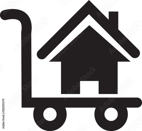 House moving on a hand truck icon