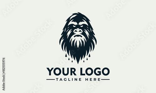 Powerful gorilla head mascot, a wild bigfoot face emblem vector. logo. illustration
