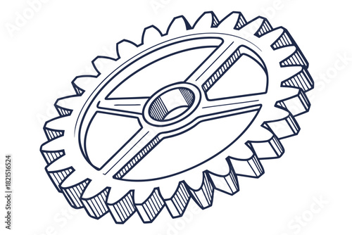 single gear cog icon, industrial minimalism, balanced symmetric teeth, high-precision vector lines