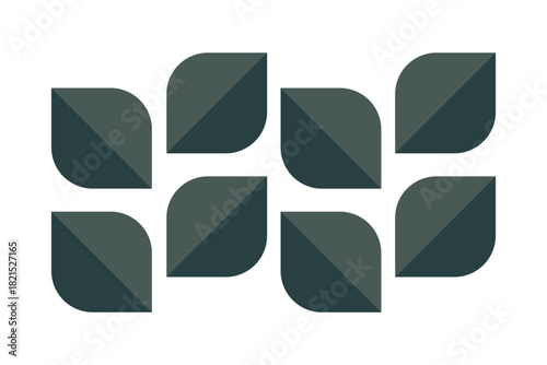 Modern Abstract Pattern with Stylized Leaf Shapes and Diagonal Divisions