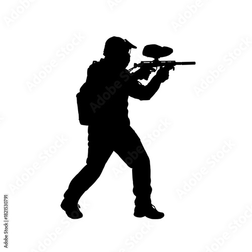 Paintball player silhouette vector illustration