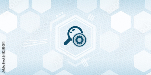 Search Settings Icon - Vector Header Graphic for Finding and Filtering Data