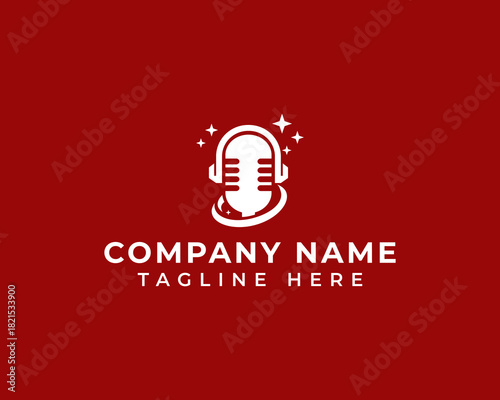 Modern microphone minimalist logo design