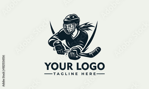 Hockey Player Vector Logo Illustration for Sports Teams and Clubs