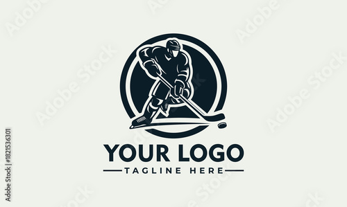 Vector Hockey Player Emblem Illustration Logo
