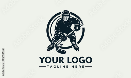 Hockey Player Vector Logo Illustration A Dynamic Emblem of Skill
