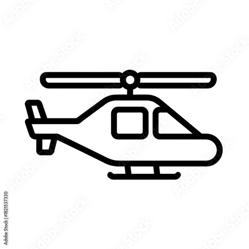Minimalist Silhouette of an Airborne Rotorcraft Helicopter Icon