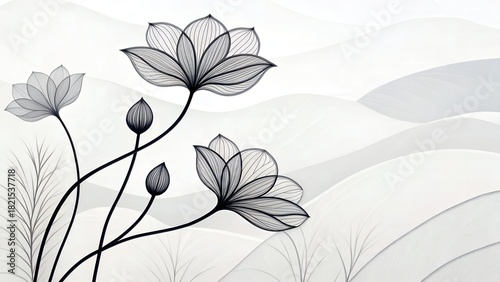 Abstract Botanical Curve Lines – Soft Plant Motif Line Art