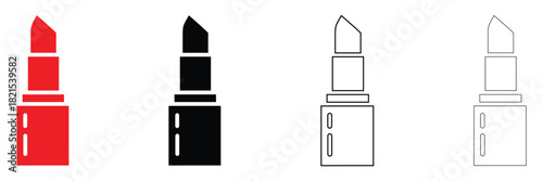 women's lip stick vector icon, woman makeup lipstick product vector symbol silhouette and line art