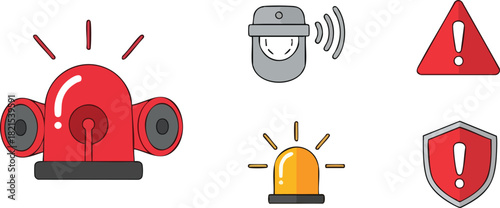 Alert System Icons Set Security and Emergency Signs