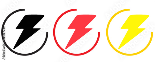 set of yellow black red lightning bolt. thunderbolt sign vector illustration.eps10