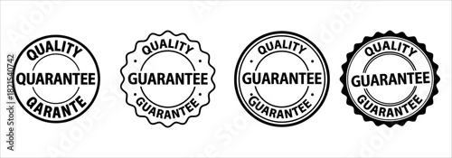 Assured quality guarantee seals for your products with confidence, offering satisfaction and trust, black and white assurance badges collection.