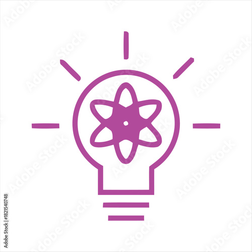 Science and Innovation A Light Bulb with an Atom Inside, Representing Ideas and Progress