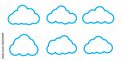 Cloud icon set,  vector. cloud symbol in line and glyph style. Vector illustration