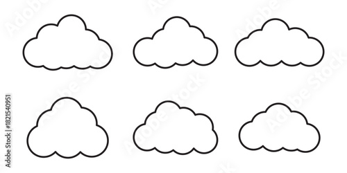 Cloud icons vector pack in black colors