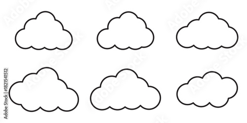 Cloud icon set - vector. cloud symbol in line and glyph style. Vector illustration