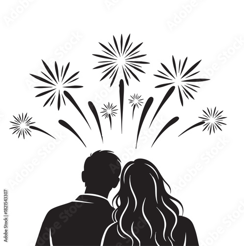 Silhouette vector illustration of a loving couple kissing profile, showing black art and romance