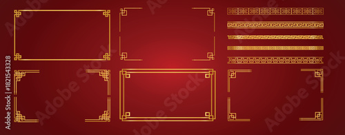 Chinese frame ornament and pattern gold color for banner, greeting cards, poster vector stock illustration